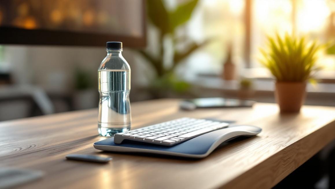 shockwave therapy vs cortisone — ergonomic desk and wellness objects in warm natural light