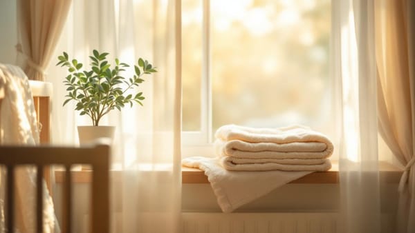 Warm, softly lit nursery preparation scene representing Webster Technique prenatal wellness in Cumming GA